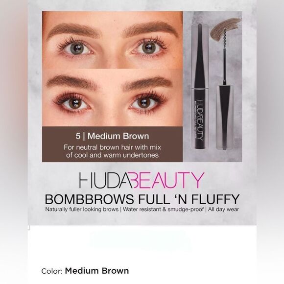 Huda Beauty #bombbrows Full ‘n Fluffy Fiber Gel in “Medium Brown” - Picture 6 of 6